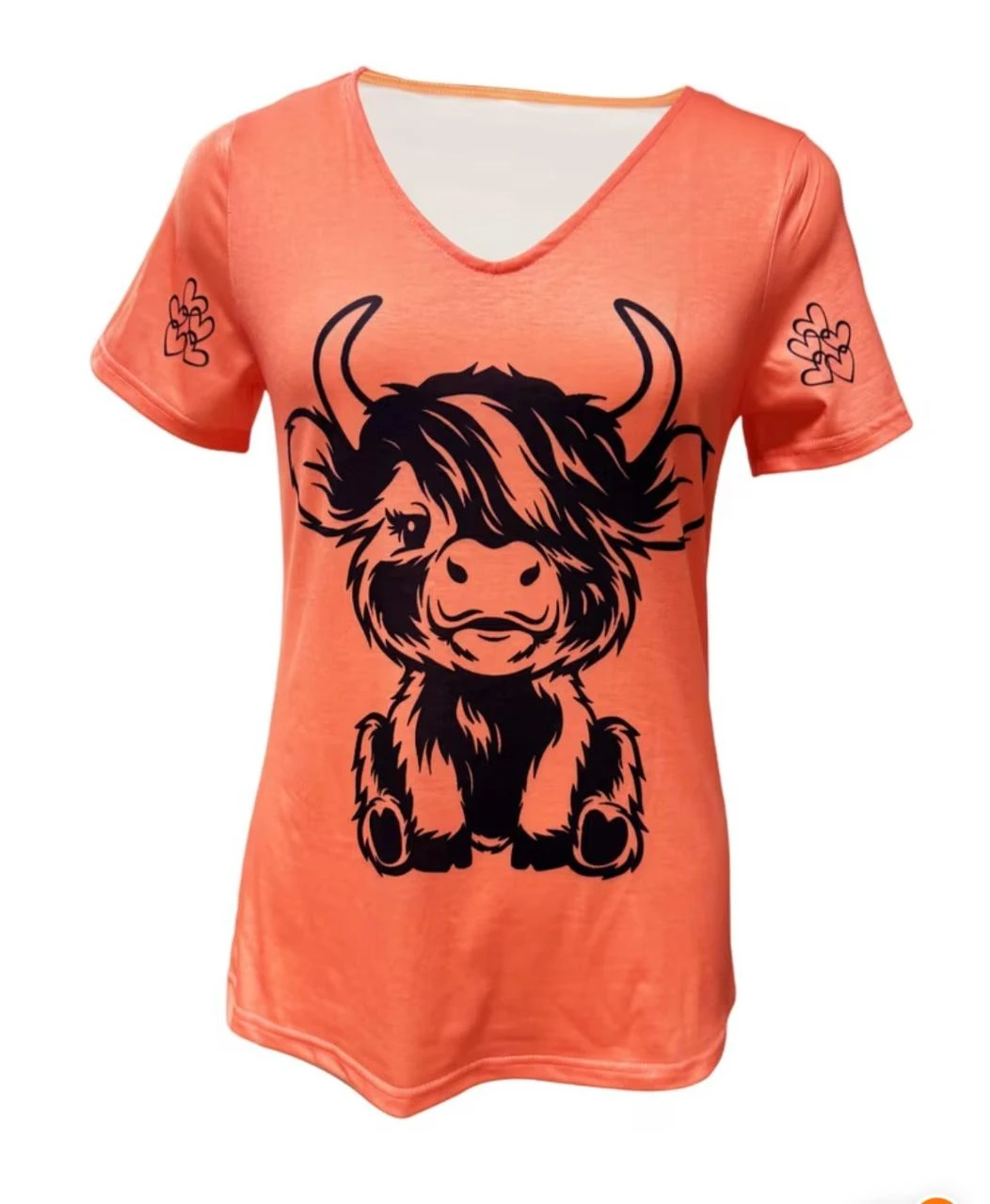🟠 Coral Highland Cow Print T-shirt – Original and Trendy - Size XXL – photo 4